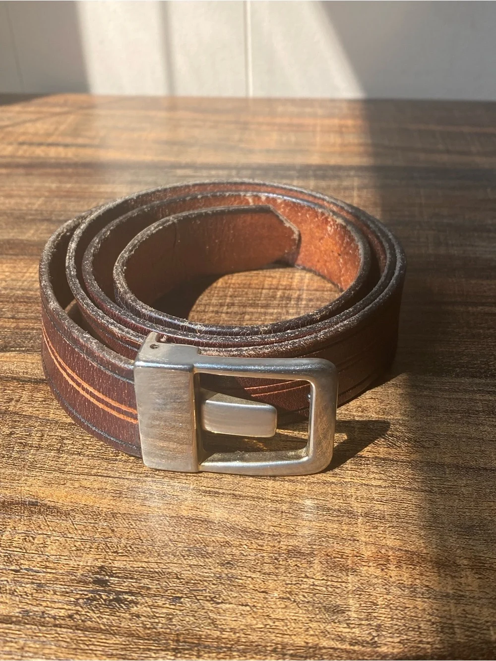 Vintage Handtooled Leather Belt, 34”